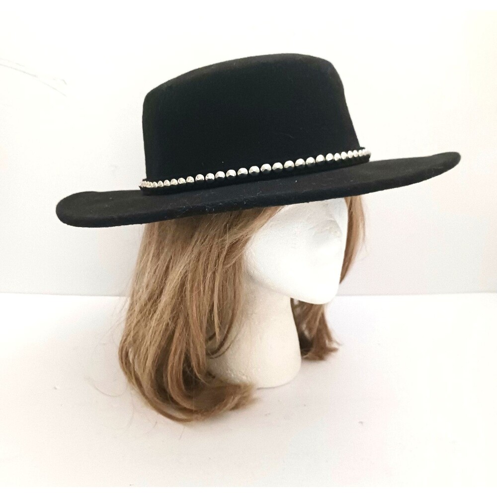 Foxblood LA Blk Wool Felt Cowgirl Western Hat Silver Stud Band O/S
